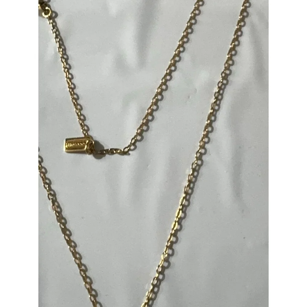 Gold-Tone Chain Necklace With Rhinestone Ball Pendant By Coach - Picture 3 of 6